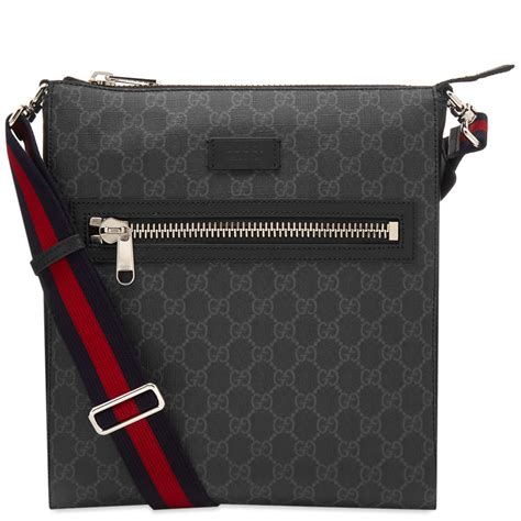 gucci gg supreme messenger bag black|messenger bag with interlocking g.